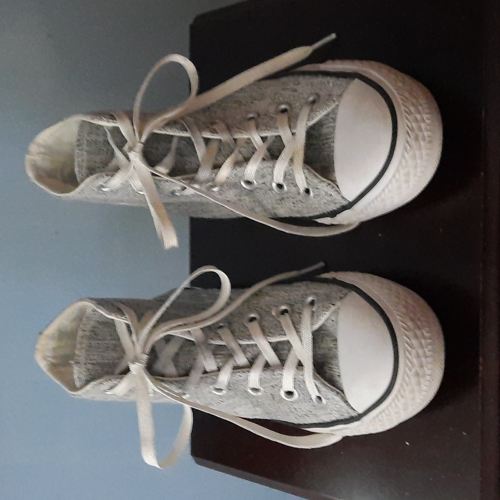Converse Chuck Taylor All Star Grey & Glitter Fabric High Top Sneakers Size 6.5